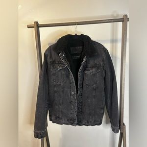 Zara Sherpa Denim Jean Jacket size L